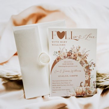 rustic wildflower boho fall baby girl shower invitation