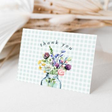 rustic wildflower mason jar baby boy shower thank you invitations