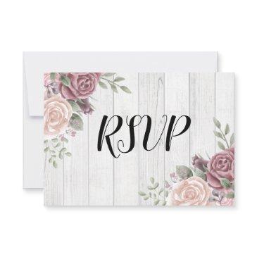 rustic wood dusty rose watercolor floral rsvp invitations