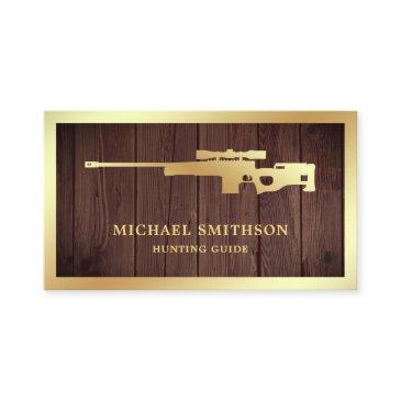 rustic wood gold sniper rifle gun shop gunsmith business invitations
