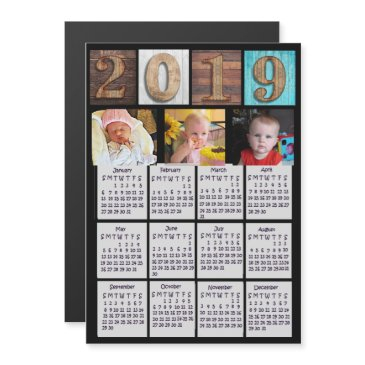 rustic wood personalized photo 2019 calendar magnetic invitation
