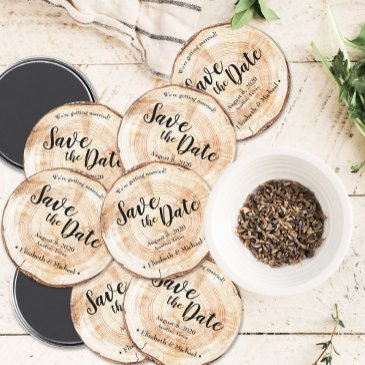rustic wood wedding save the date personalized magnet