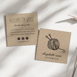 Small Rustic Yarn | Kraft Square Business Invitations Front View