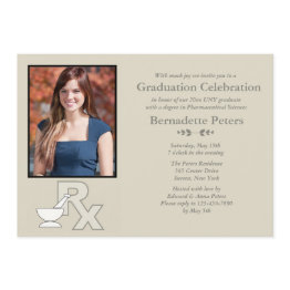 Small Rx Pharmacy School Photo Graduation Invitation Front View