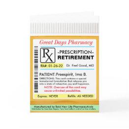 Small Rx Prescription For Retirement Invitations Front View