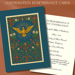 Small Sacrament Confirmation Dove Holy Ghost Enclosure Invitations Front View