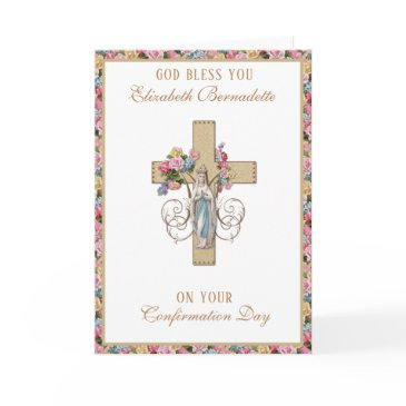 sacrament confirmation virgin mary floral holiday invitations