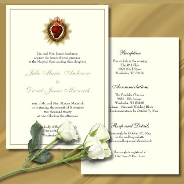 sacred heart of jesus catholic wedding combo invitation