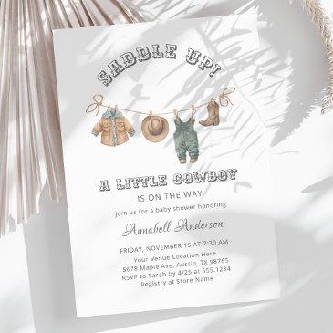 saddle up little cowboy boy baby shower invitation