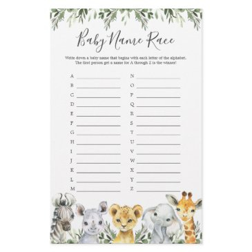 safari animals baby shower name race game
