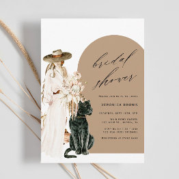 Small Safari Wild Leopard Boho Lady Bridal Shower Invitation Front View