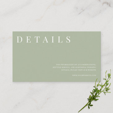 sage green simple formal wedding details enclosure invitations
