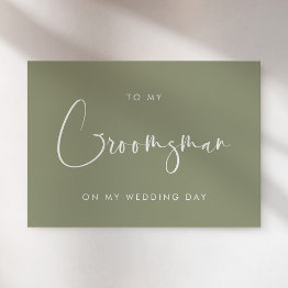 Small Sage Green To My Groomsman Wedding Day Invitations Front View