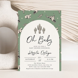 Small Sage Southwest Baby Shower Invitation Front View