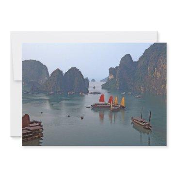 sailboats in ha long bay - vietnam, asia invitation
