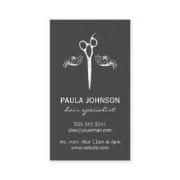 Small Salon Shears Fancy Elements Gray Business Invitations Front View