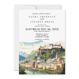 Small Salzburg Austria Wedding Invitation Retro Front View