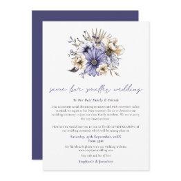 Small Same Love Smaller Wedding Downsize Purple Florals Announcement Front View