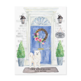 Small Samoyed Moving Announcement Postinvitations Front View