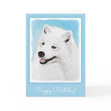 samoyed painting - cute original dog art invitations