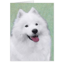 Small Samoyed Painting - Cute Original Dog Art Invitations Front View