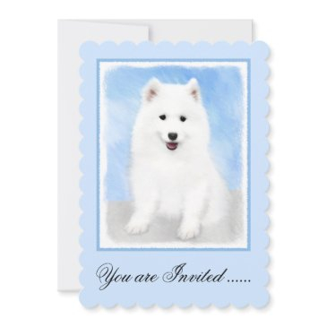 samoyed puppy painting - cute original dog art invitation