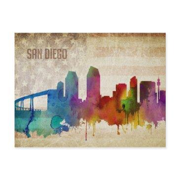 san diego, ca | watercolor city skyline postinvitations