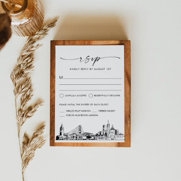 san francisco skyline wedding rsvp response invitations