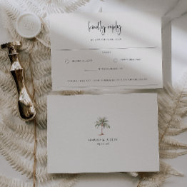 Small Sandy Beige Beach Wedding Allergy Note Rsvp Invitations Front View