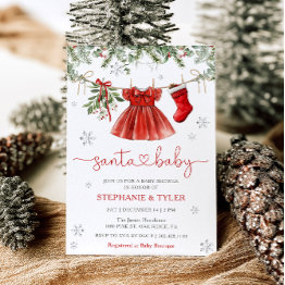 Small Santa Baby Winter Christmas Baby Shower Invitation Front View