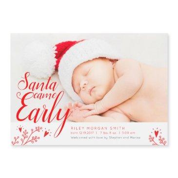 santa came early baby announcement magnetic invitations