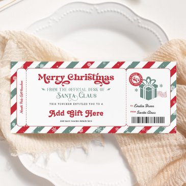 santa christmas north pole gift voucher invitation