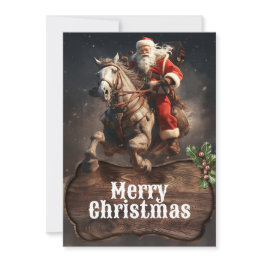 Small Santa Claus Cowboy Art Holiday Invitations Front View