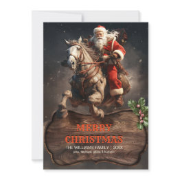 Small Santa Claus Cowboy Art Invitation Front View