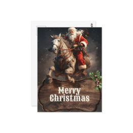 Small Santa Claus Cowboy Art Postinvitations Front View