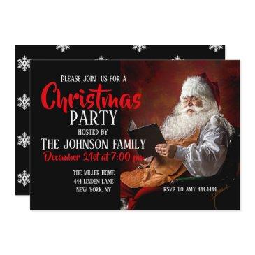 santa claus reads book     invitation