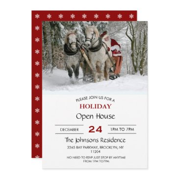 santa claus rides in a horse sleigh       invitation