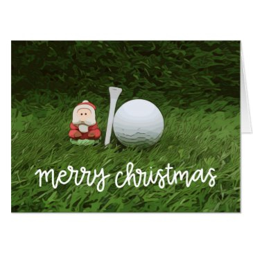 santa claus with golf ball and tee christmas invitations
