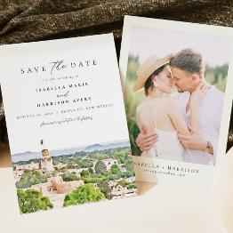Small Santa Fe New Mexico Skyline Save The Date Invitation Front View