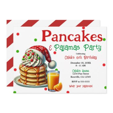 santa pancakes & pajamas christmas pj's party invitation