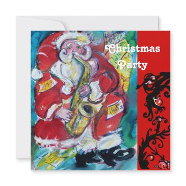 santa & sax, christmas party invitation