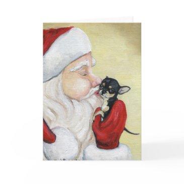 "santa's kiss for chihuahua" dog art greeting invitations
