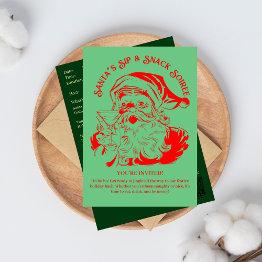 Small Santa's Sip & Snack Soiree Christmas Party Invitation Front View