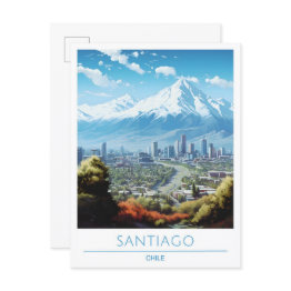 Small Santiago Chile Vintage Travel Postinvitations Front View