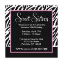 sassy pink and black zebra print invitation