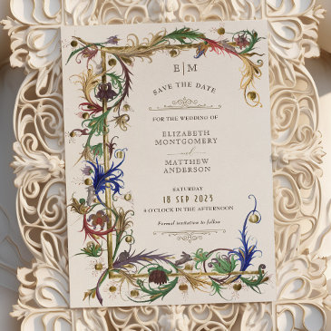 save the date medieval royal elegance wedding invitation