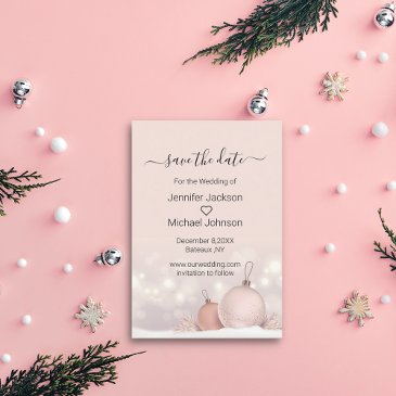 save the date modern pink christmas ornaments invitations