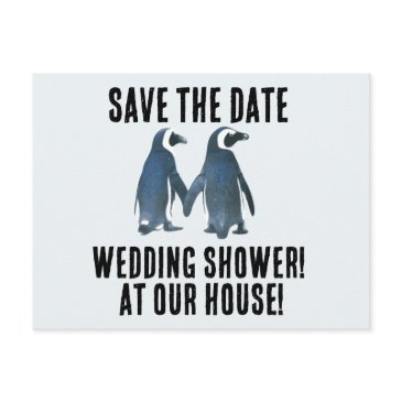 save the date penguins wedding shower invitations