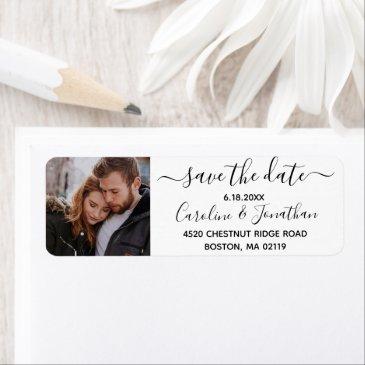 save the date photo calligraphy return address label