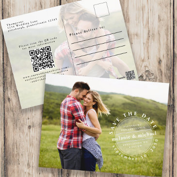 save the date photo unique typography qr code postinvitations